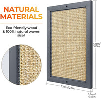 Cat Scratching Post, Natural Wooden Sisal Cat Wall Scratcher, Floor or Wall Mounted Vertical Cat Scratch Pad for Indoor Cats Adults or Kittens, Cat Wall Furniture Protector (Single Grey)
