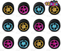 ArtCreativity 12 pack of colorful 2 inch wheel design plastic yo-yos for kids