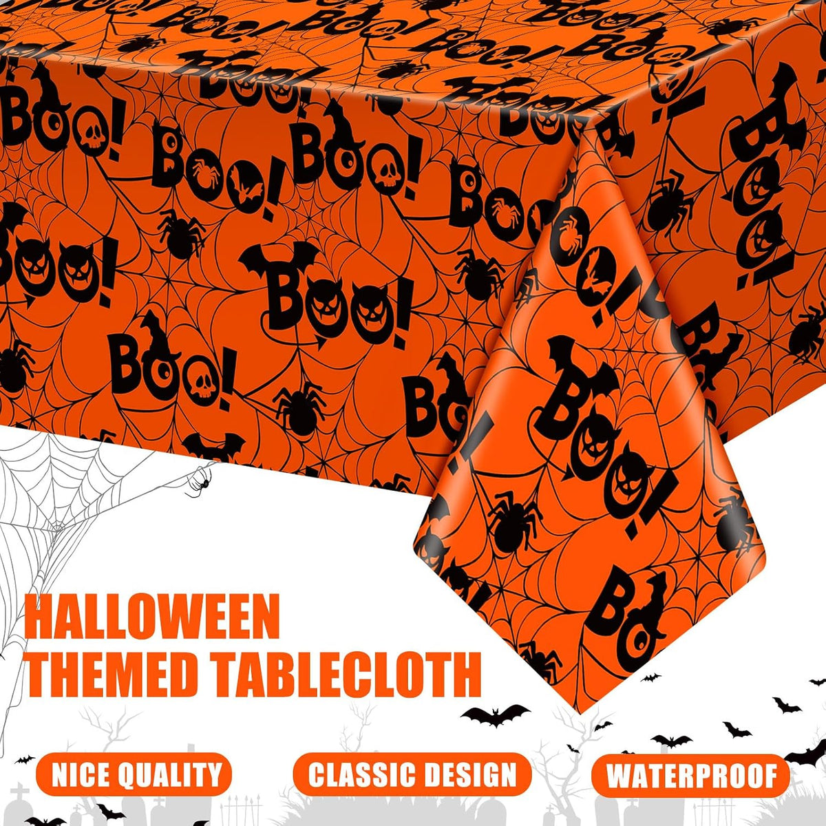 Newwiee 3 pack Halloween plastic tablecloths with candy corn print, 108 x 54 inches - view 30