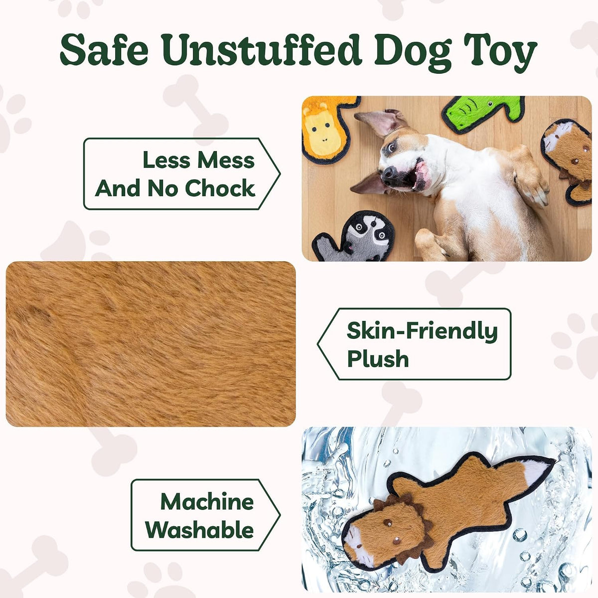 No Stuffing Dog Toys Crinkle Squeaky - Assorted 3 Pack / Medium - image 4