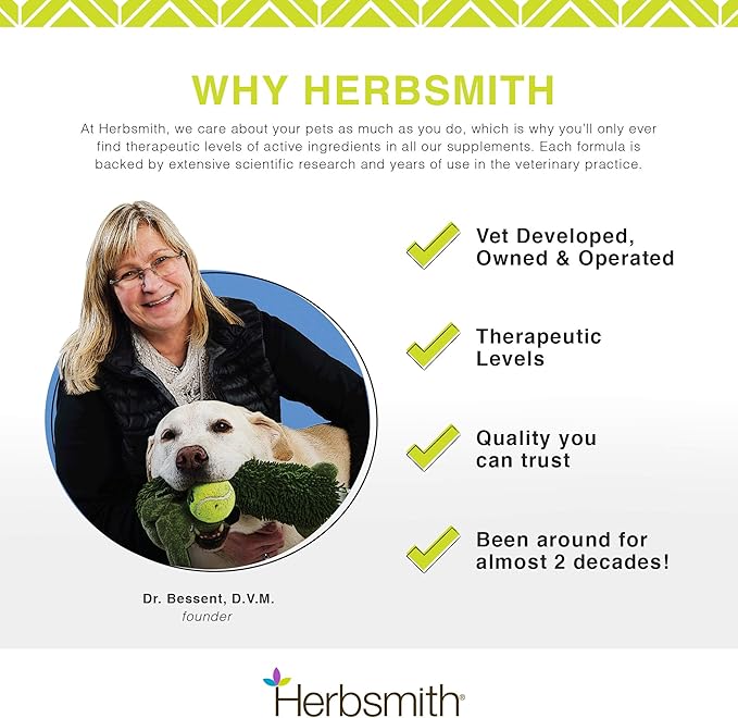 Herbsmith Organic Slippery Elm - Digestive Aid for Dogs and Cats - Constipation and Diarrhea Relief for Dogs and Cats - Megaesophagus Dog Aid - 150g
