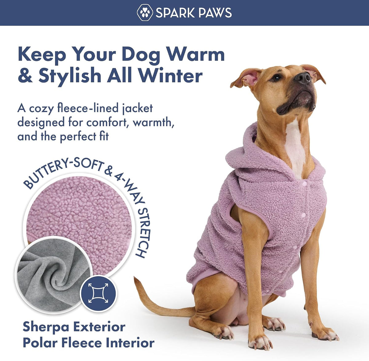 Spark Paws Fleece Dog Hoodie - Taupe / Large - image 3