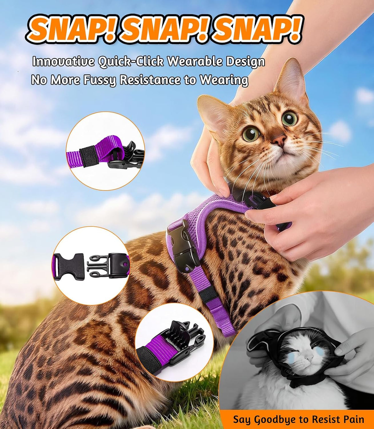 Cat Harness and Leash for Walking - Purple / M (13-18lb) - image 4