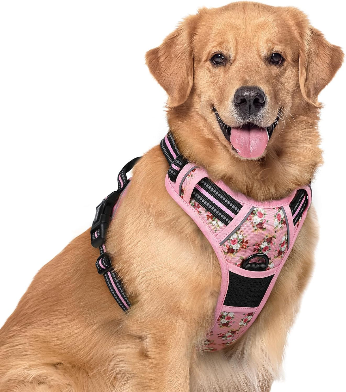 rabbitgoo Dog Harness, No Pull for Large Dogs with 2 Leash Clips - X-Large / Pink Rose