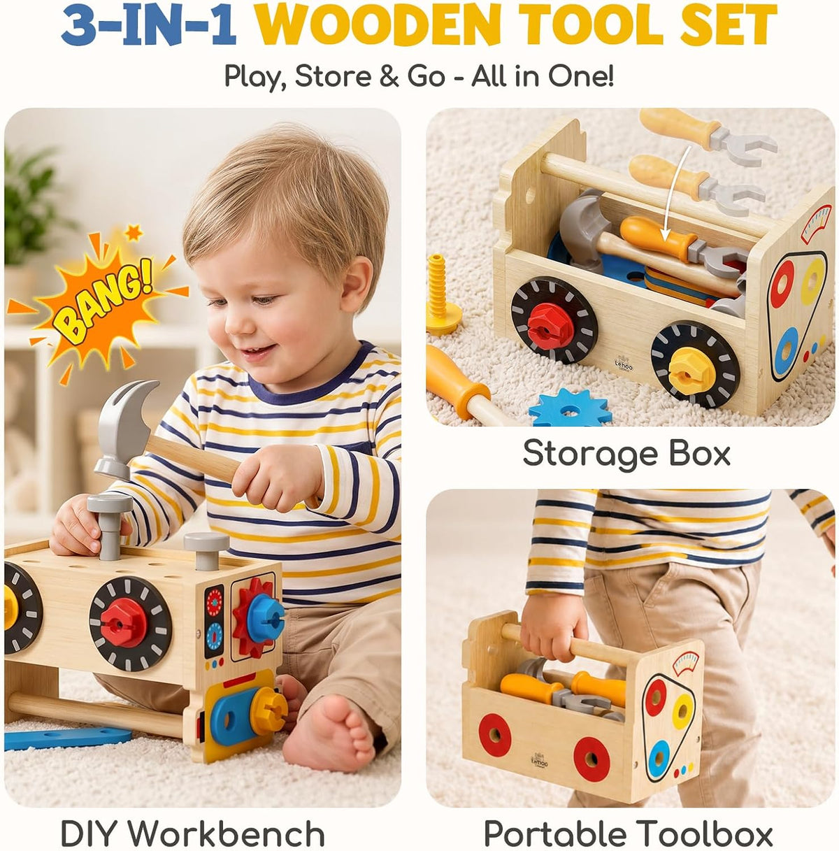Lehoo Castle Montessori Kids Tool Set - Robot - image 3