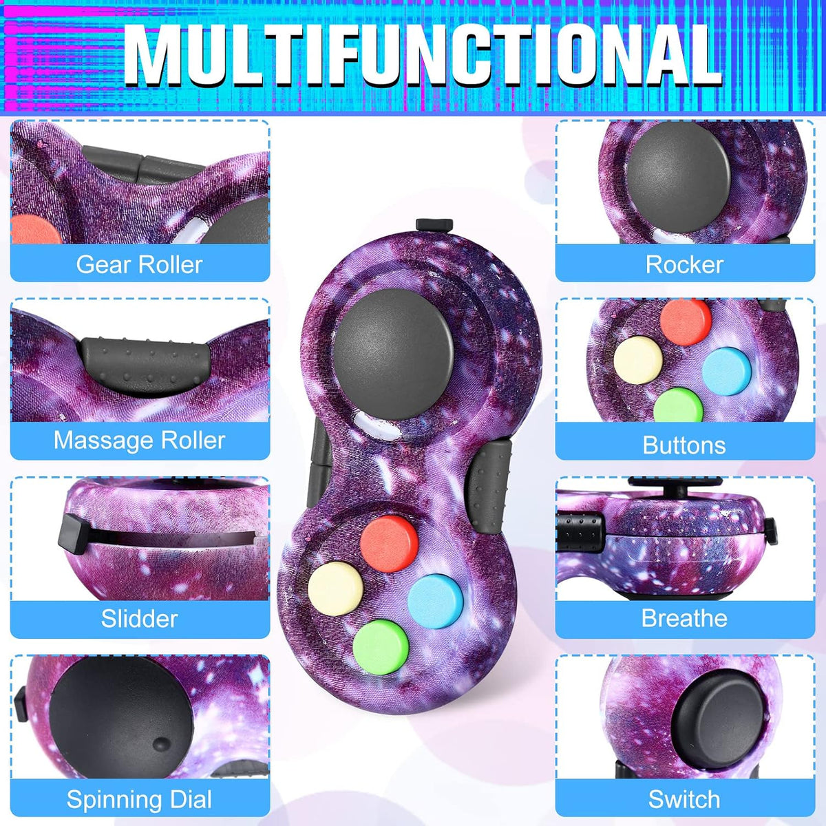 Civaner fidget controller clicker pads, 12 small game pad toys in mixed colors - view 5