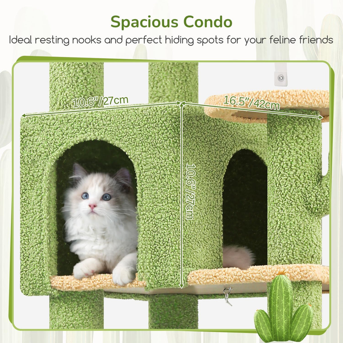 Globlazer 65in Sturdy Cat Tree Tower for Indoor Large Cats, S65 - 65inch / Green - image 4