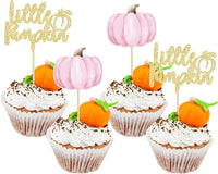 Gyufise 24Pcs Pumpkin Oh Baby Cupcake Toppers Pink Fall Pumpkin - Pink 2
