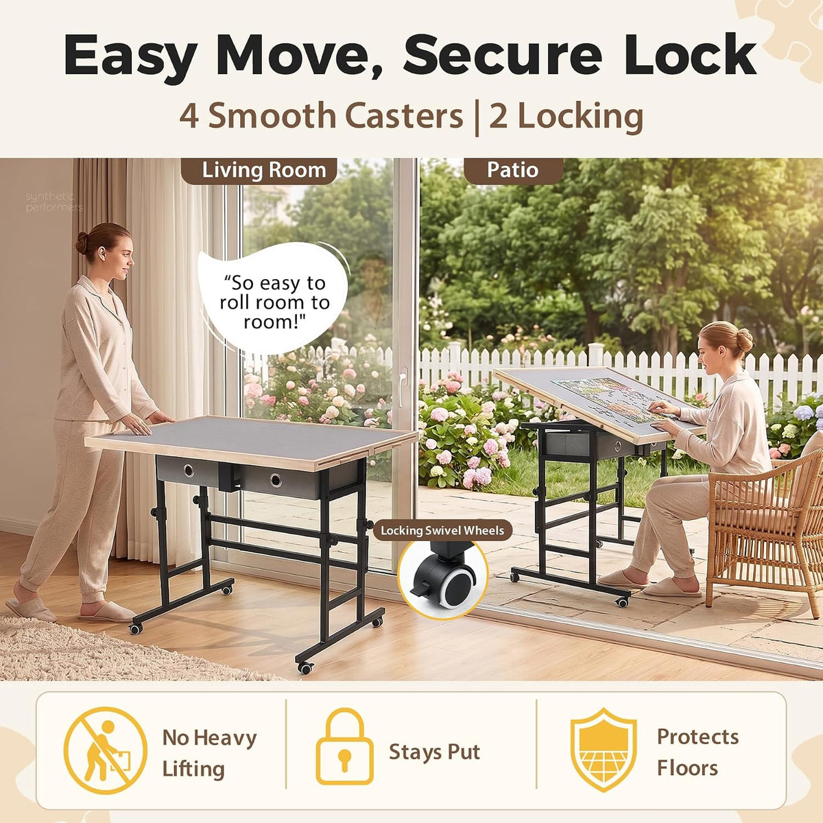 BuilderButler Puzzle Table 1500 Pieces with Wheels - Wooden Frame / Medium - image 4