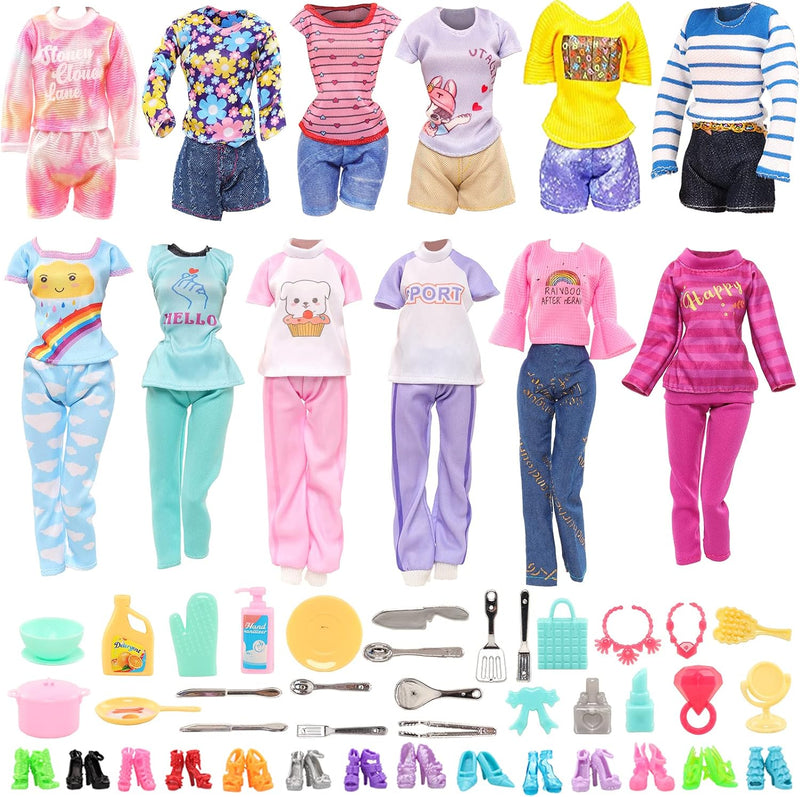 83 PCS Doll 23 Set Clothes and 60 Accessories for 11.5 inch Dolls – Fun for Kids & Family - 40 PCS
