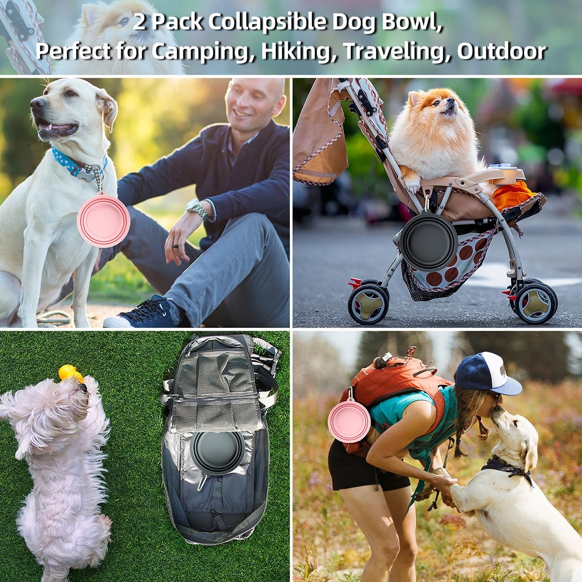 Kytely Collapsible Dog Bowls Medium - Grey & Pink / X-Large - image 2