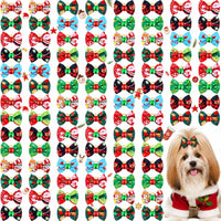 Tondiamo 100 Pack Halloween Dog Hair Bows Ghost Pattern Rubber Bands – Essentials for Dogs - Vivid Snowflake Pattern