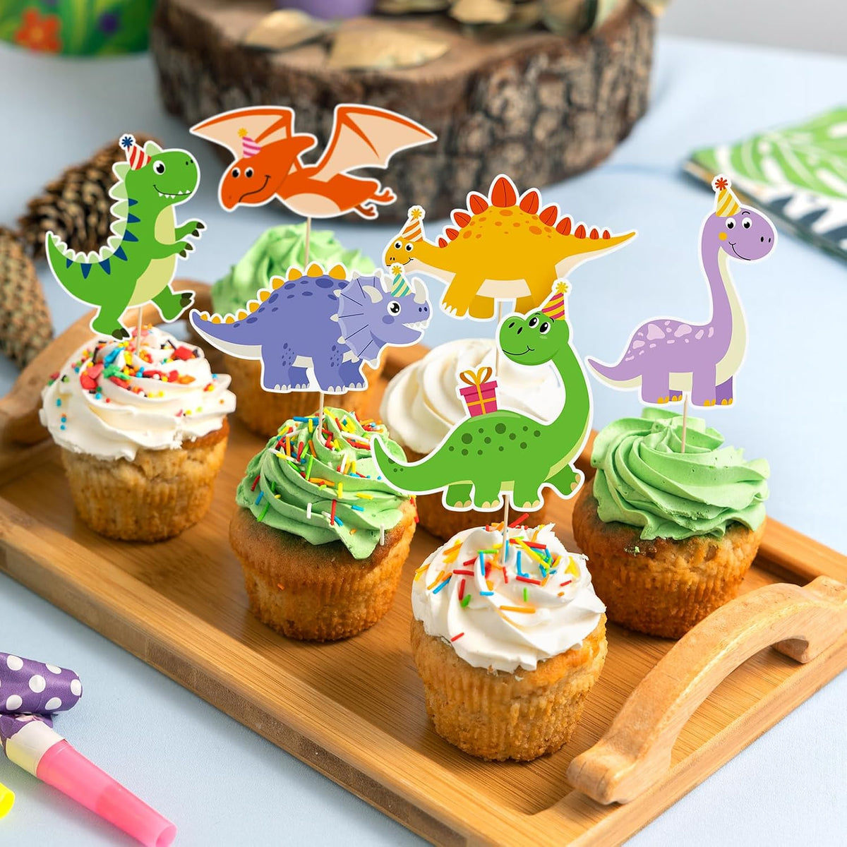 Adecortalk fall cupcake toppers, 48 glitter pumpkin, leaf and turkey picks in 8 designs - view 22