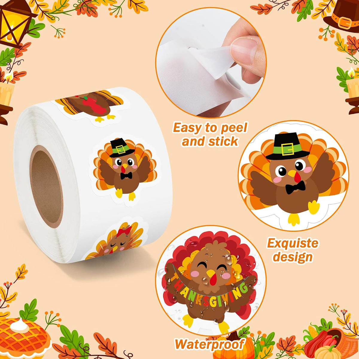 BeYumi Halloween Neon Christian Sticker - Cute Turkey - image 3