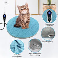 Cat Heating Pad with Smart Temperature and Timer Adjustable – Essentials for Cats - Blue Round - image 3