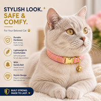 Cat Collar with Bell for Kittens & Cats, Moon & Stars Design – Essentials for Cats - Coral Pink Collar / X-Small (Pack of 1) - image 2