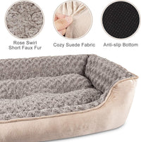JOEJOY Rectangle Dog Bed for Large Medium Small Dogs - Beige / L(30"x 24"x 9") - image 3