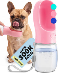 MalsiPree Dog Water Bottle Dispenser, Leak-Proof - Pink / 12oz - Standard