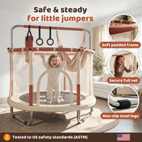 Happin 55’’ Trampoline for kids Safety Enclosure - Beige & Orange / Adventure - image 3