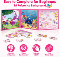 SYNARRY Unicorn Mermaid Princess Magnetic Puzzles for Child 3-5 - Princess Mermaid Unicorn - image 4