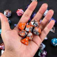 QMAY DND Dice Set - 7Pcs Blue Mix White Polyhedral Dice with Black Dice Bag – Fun for Kids & Family - Candy Orange and Black - image 4