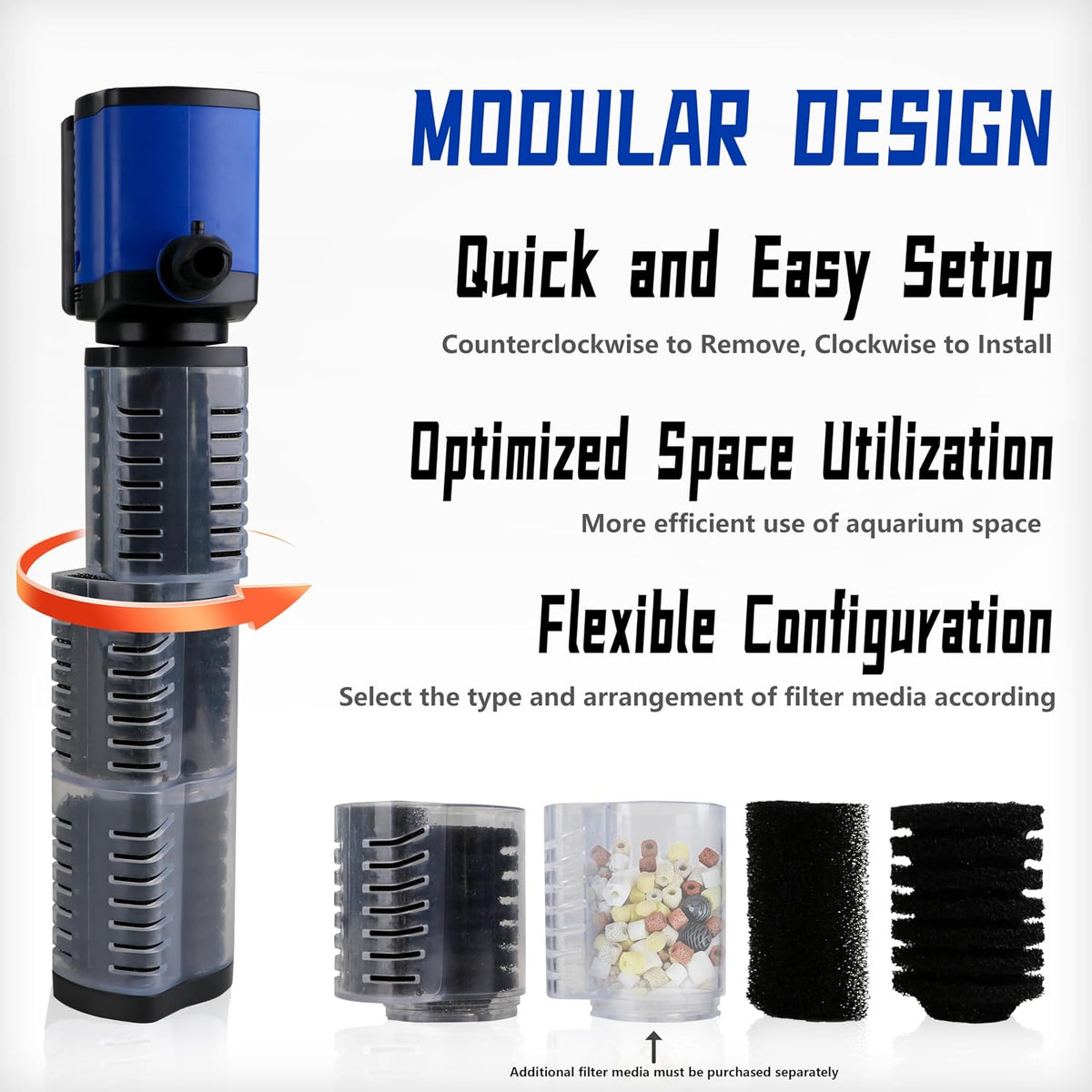 Aquarium Filter for 55-150 Gallons Tank - Black / 100-300 Gallon Fish Tank - image 4