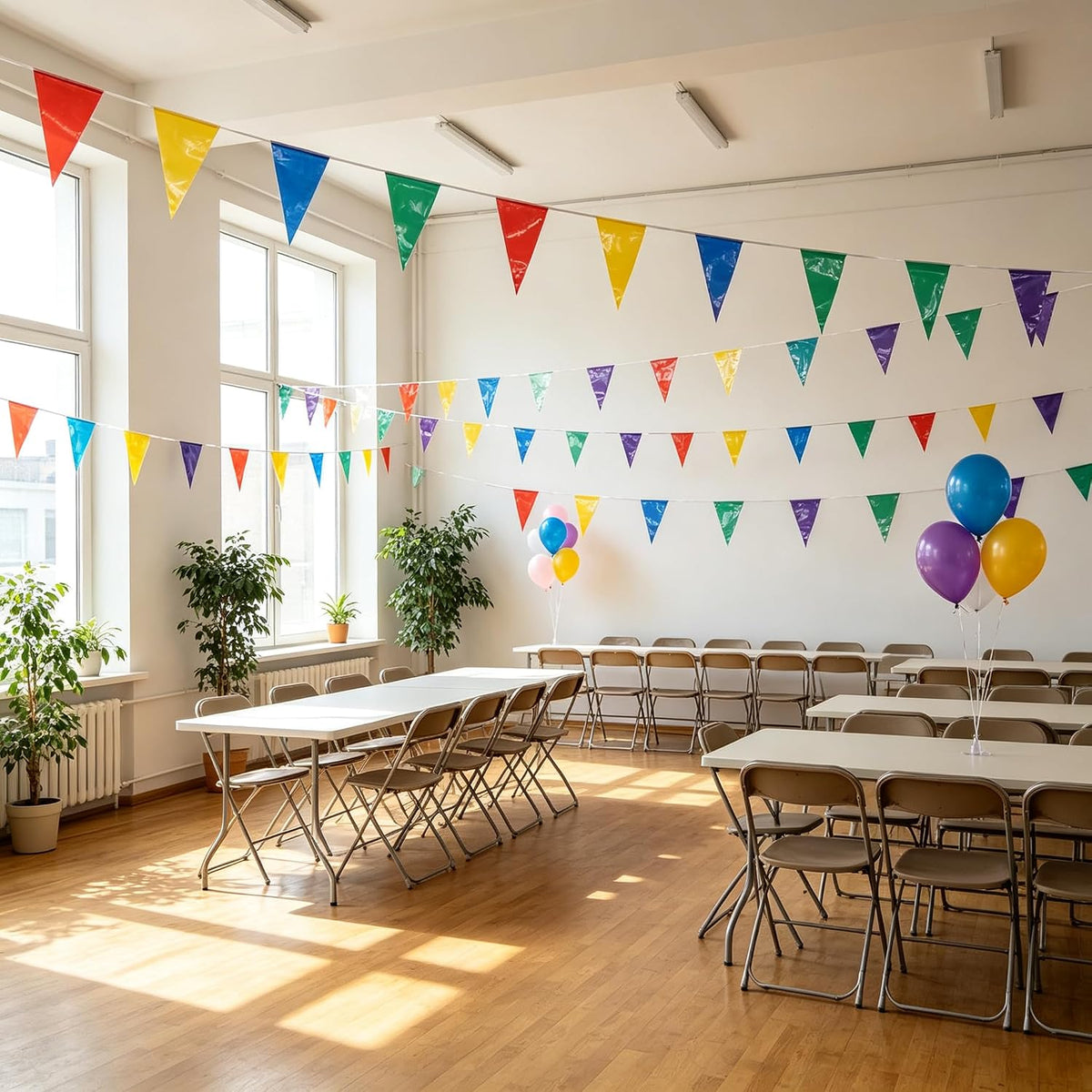 Pennant Banner Flags Pastel for Birthday Classroom Outdoor 4 Strings – Fun for Kids & Family - Colorful (Big) - image 4