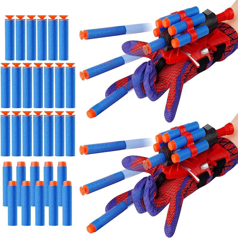 Set of 2 Spider Web Shooter Wrist Launcher Gloves - Red