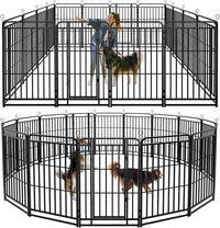 Dog Playpen Outdoor 16 Panels Heavy Duty Dog Fence 47" Height with Thick Pipe Anti-Rust with Doors Portable for RV Camping Yard, Total 36FT, 103 Sq.ft, Snowy Black