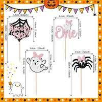 24 PCS Halloween Bat Cupcake Toppers Black Glitter Bat Cupcake Picks - Pattern C7 Pink - image 2
