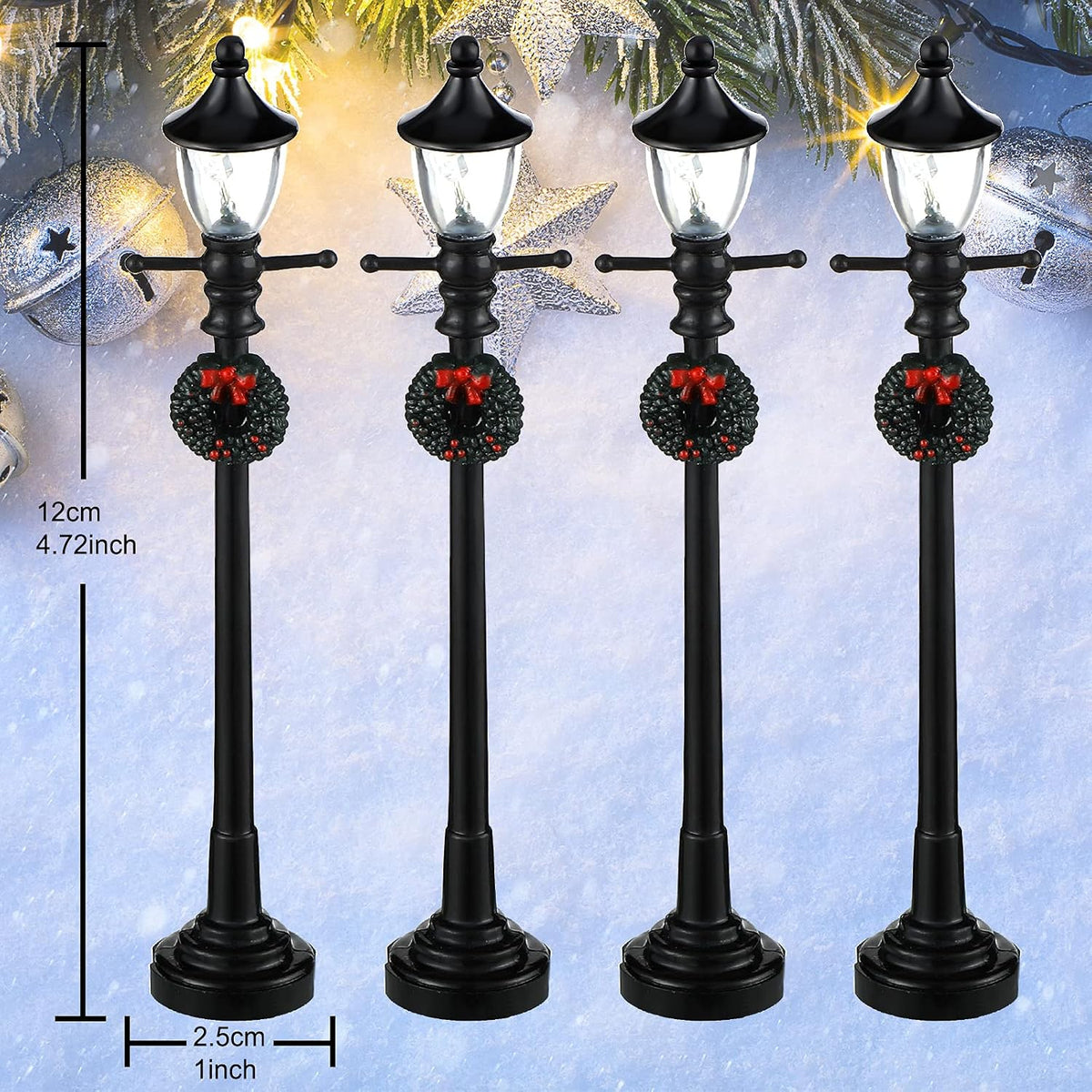 Mudder 12 Pcs Christmas Miniature Village Lamp Post Light - Vivid / 4 - image 4