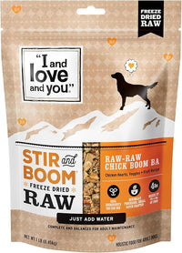 I AND LOVE AND YOU Stir and Boom Dehydrated Freeze Dried Raw Dog Food - Chicken - Grain Free, Real Meat, No Fillers, 1lb Bag