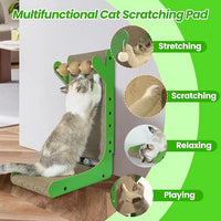 Cat Scratcher, 23.6 Inch Cat Scratching Post, L Shaped Vertical cat Scratching Board for Wall and Couch Protection, Cardboard Cat Scratcher with Ball Toy for Indoor Cats