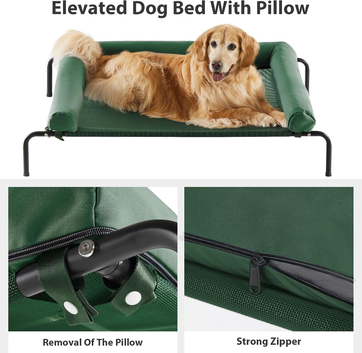 RRPETHOME Elevated Cooling Dog Cot 43x31" - Green / 48.0"L x 35.0"W x 8.0"Th - image 4