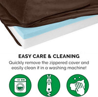 Furhaven Cooling Gel Dog Bed for Large Dogs w/ Removable Bolsters & Washable Cover, For Dogs Up to 125 lbs - Plush & Velvet L Shaped Chaise - Sable Brown, Jumbo Plus/XXL