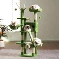 Hey-brother Cat Tree Tower with Padded Platform Bed, Hammock - 53 Inch / Green - image 3