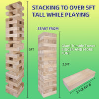 GOTHINK Giant Tumble Tower Game - Natural / XL- Over 5FT - image 2