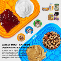 Lick Mat for Dogs - Slow Feeder Licking Mat with Suction Cups for Peanut Butter, Food Treats - Large / 2PCS Blue+Orange - image 3