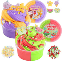LAWOHO 18 pack butter slime kit for girls with slime add-ins and charms