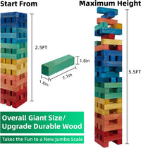 GOTHINK Giant Tumble Tower Game - Colorful / XL- Up to 5.5FT - image 2