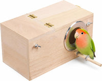 YJJKJ Wood Parakeet Nest Box with Natural Nesting Pads - Medium