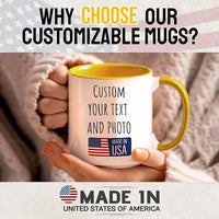 Custom Mug Upload Your Picture Personalized Coffee Mug with Photo Text Name Customized Cup Unique Ideas Gifts for Men Women Mom Dad Girlfriend Boyfriend Friend Family (Yellow, 15oz)