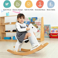 KRAND natural pine kids wooden rocking horse with handrail, backrest and foot pedal - view 9
