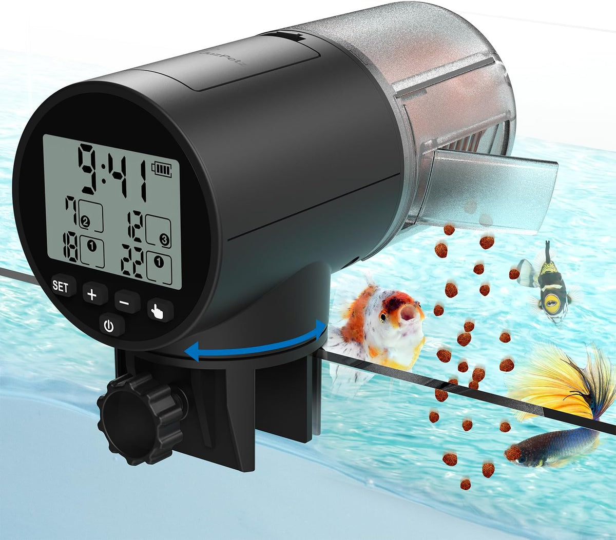 Automatic Fish Feeder Dispenser for Aquarium - Black Digital