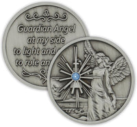 The Token Shop pewter guardian angel coin medallion with aqua crystal lantern