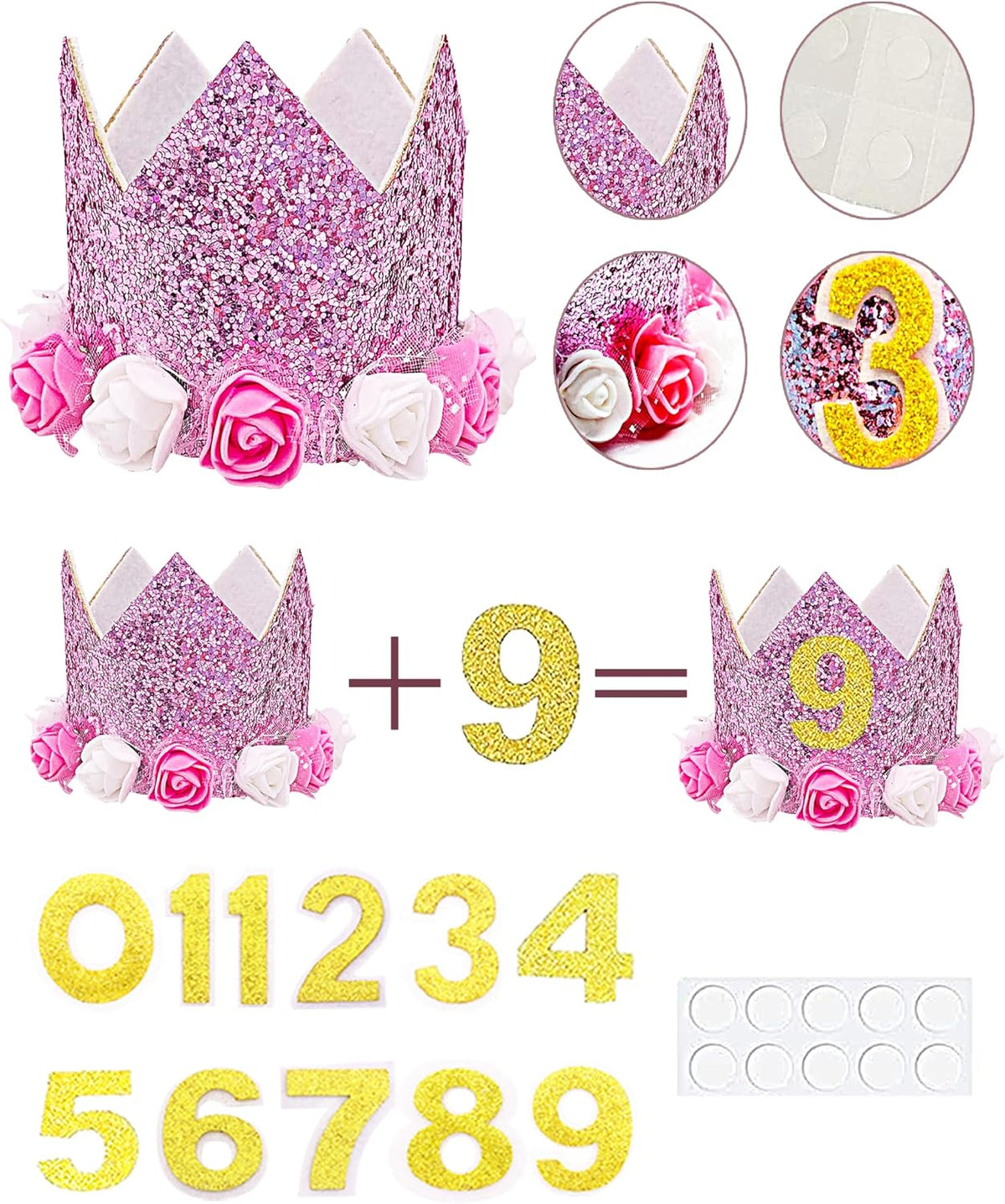 PET SHOW Pink Crown Dog Birthday Party Hat for Girls Reusable - Pink Crown + Bandana - image 4