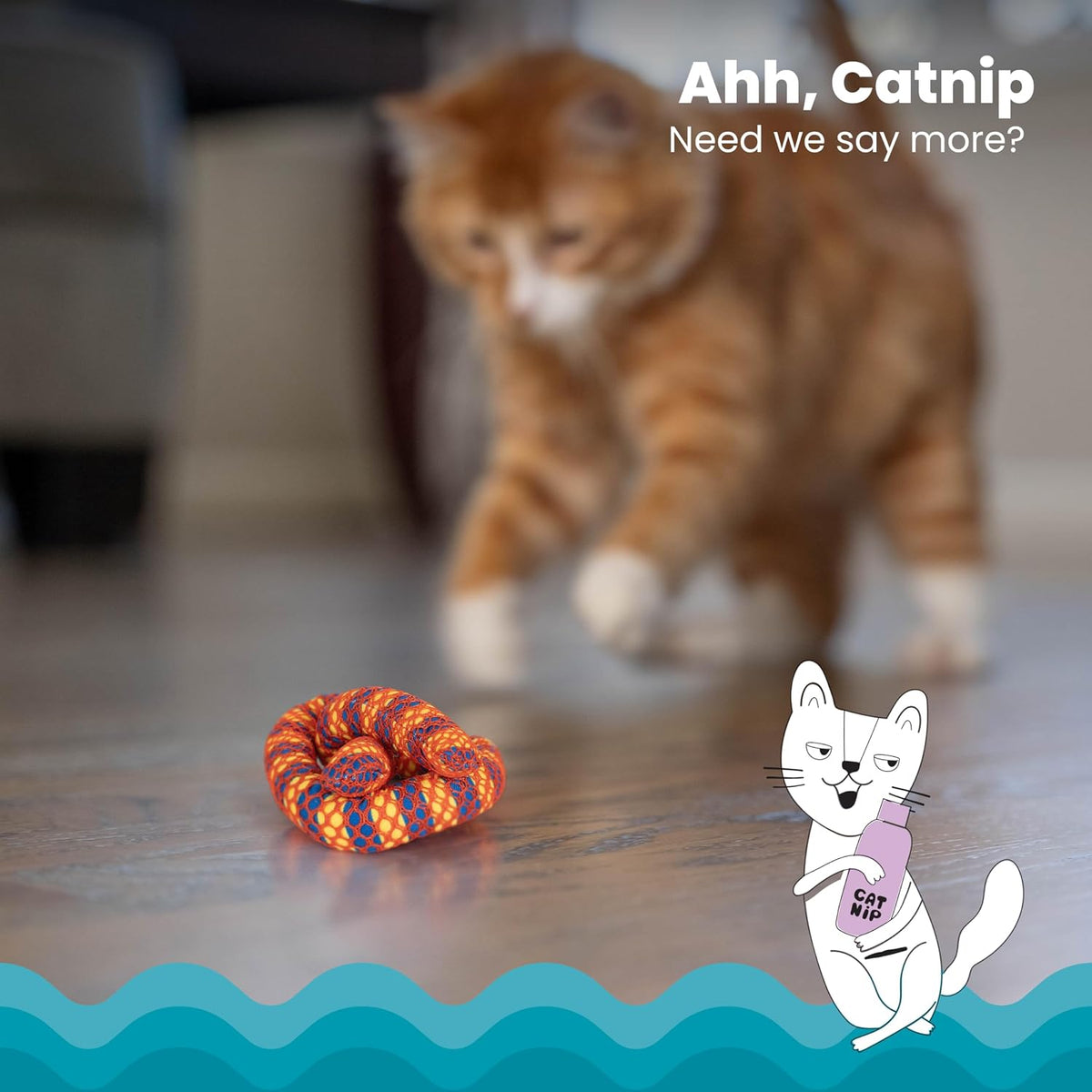 Catstages OrkaKat Wiggle Worm Dental Cat Chew Toy with Catnip - Pretzel / One Size (Pack of 1) - image 3
