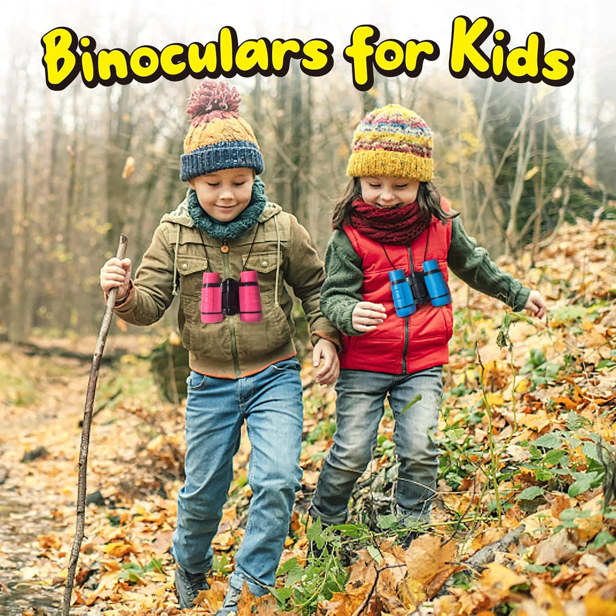 ESSENSON binoculars for kids, set of 2 in blue and black with neck straps and carrying bags - view 9