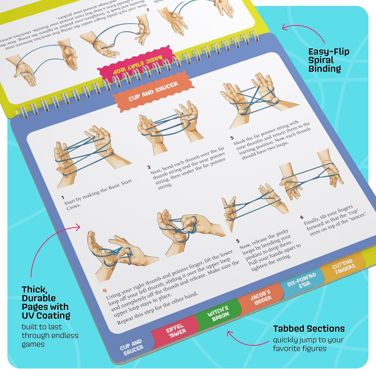 Dan&Darci cat's cradle string game kit with rainbow string and instruction book - view 2