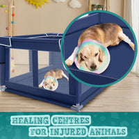 42x42 Inches Puppy Playpen with Gate - Blue / 42x42 IN - image 4